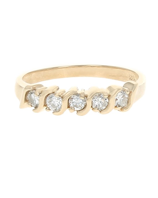 Diamond S Curve Ring in Yellow Gold